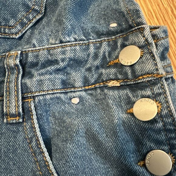 Cider Blue Denim Overalls w Embroidery Bear Wide Leg Baggy Jumpsuit pocket Sz M - Picture 4 of 10